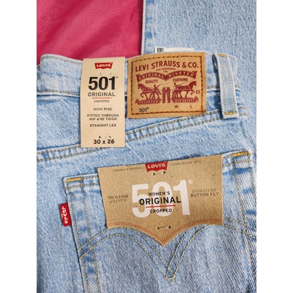 Levi's 501 Women's Size 30x26 Jeans Blue High Rise Cropped Straight Leg   (27 - Picture 6 of 9